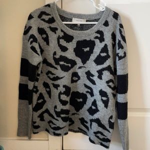 Oversized gray with black cheetah print John + Jenn Sweater